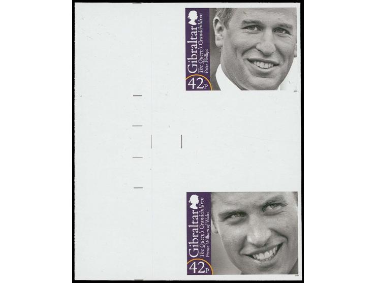 Imperf se-tenant vertical gutter proof, four pairs featuring Peter Phillips & Prince William, in issued colours unmounted min