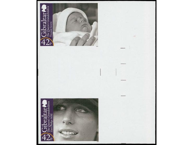 Imperf se-tenant vertical gutter proof, four pairs featuring Viscount Severn & Zara Phillips, in issued colours unmounted min