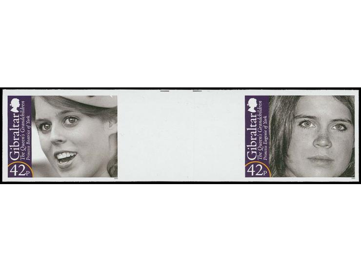 Imperf se-tenant horizontal gutter proof, twenty pairs featuring Princesses Beatrice & Eugenie, in issued colours unmounted m