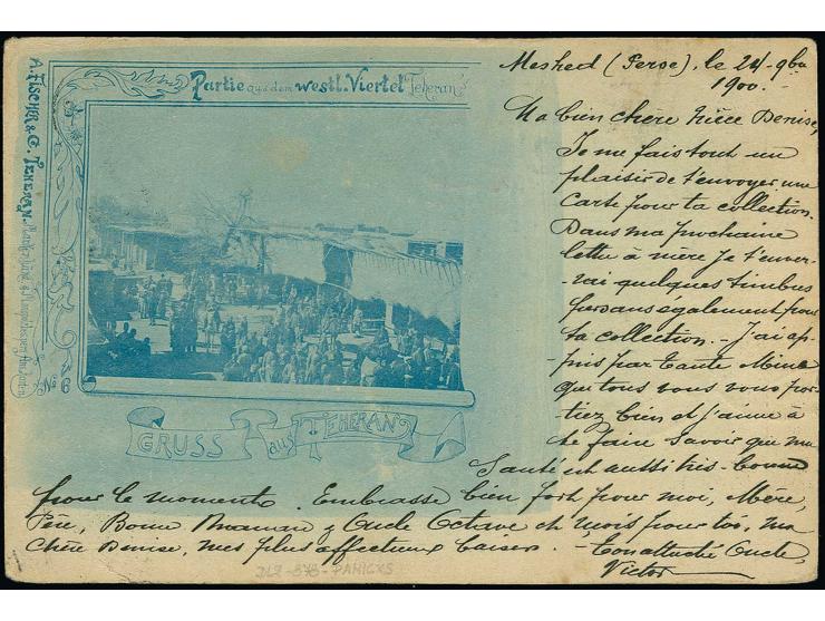 12 ch. carmine tied by cds. "MECHED 24 11" to picture postcard 5 ch. as registered postcard to Belgium with Persian and Russi