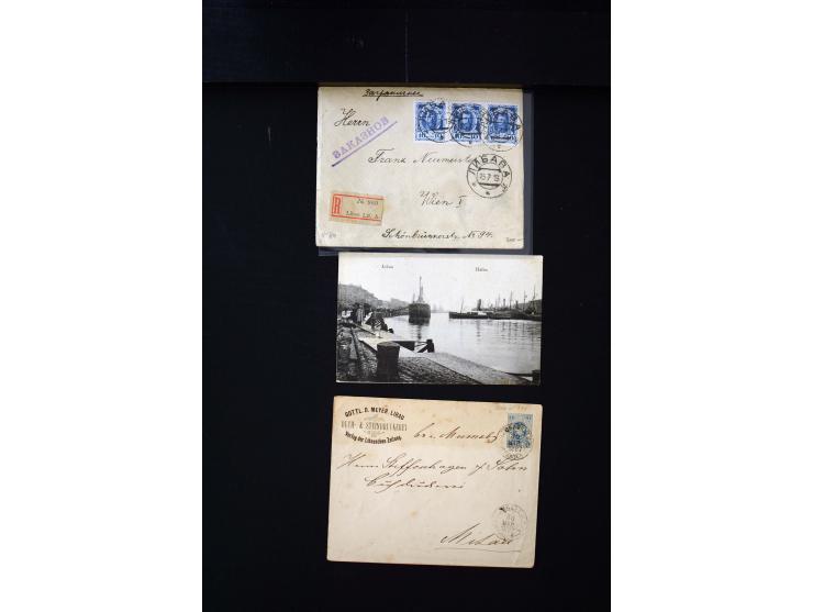 1865/1917, interesting collection of more than 120 cards and covers including better stamps, postal stationery, registered ma