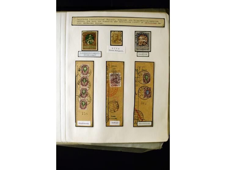 1884/1917, interesting collection of stamps, pieces and more than 50 cards and covers, many registered, all used on Latvian t