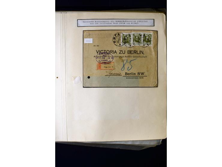 1884/1917, interesting collection of stamps, pieces and more than 50 cards and covers, many registered, all used on Latvian t