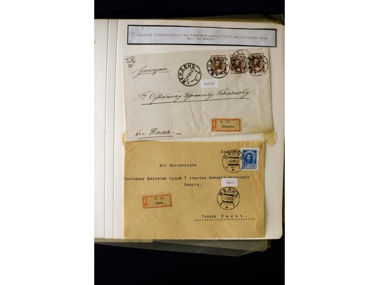 1884/1917, interesting collection of stamps, pieces and more than 50 cards and covers, many registered, all used on Latvian t
