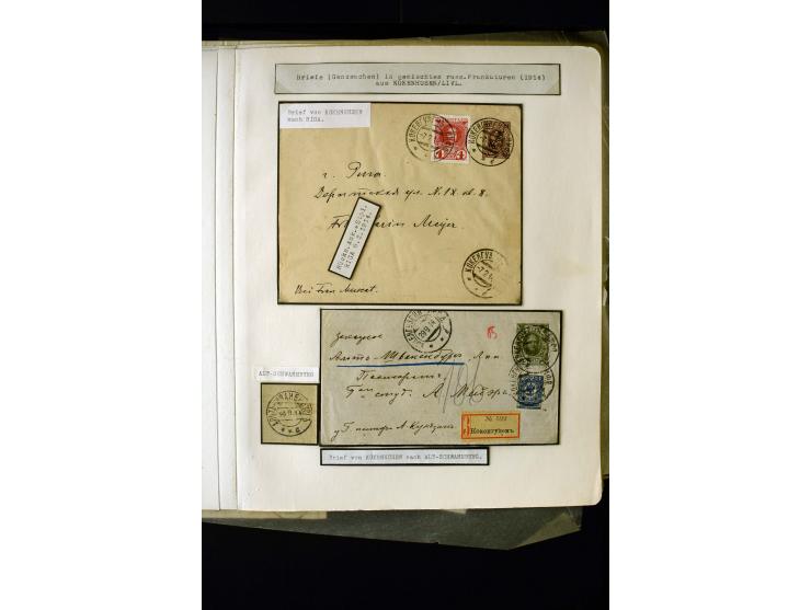 1884/1917, interesting collection of stamps, pieces and more than 50 cards and covers, many registered, all used on Latvian t