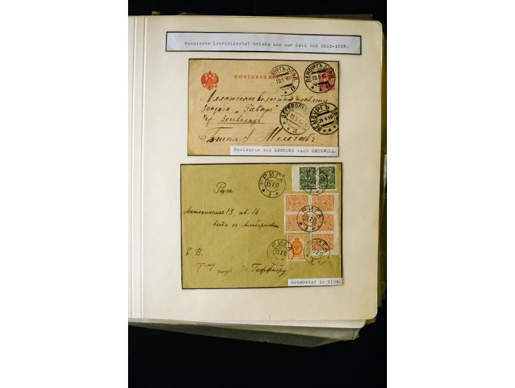 1884/1917, interesting collection of stamps, pieces and more than 50 cards and covers, many registered, all used on Latvian t