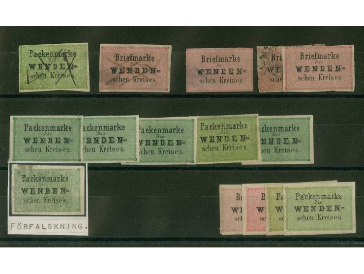 2-4 k., unused and used lot with 10 stamps and 4 reprints and one forgery, mostly with faults