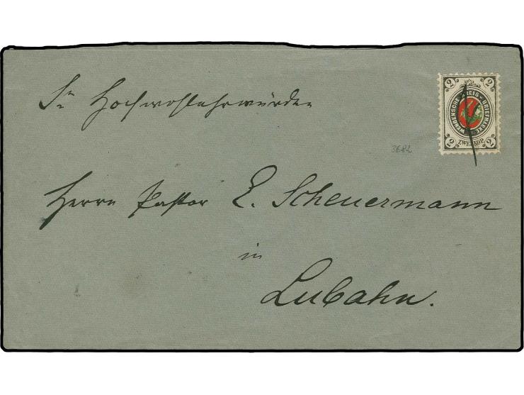 1884/94, Wenden coat of arms 2 k. tied by manuscript to cover to Lubaha, fine