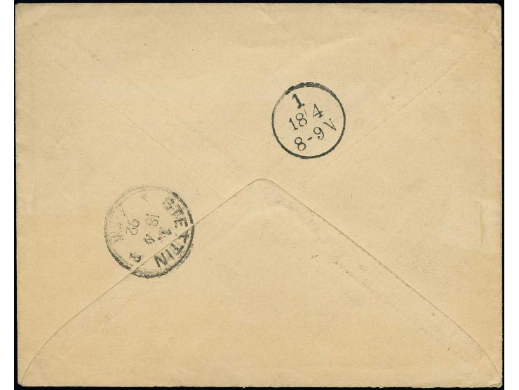 1884/94, Wenden coat of arms 2 k. and Russia 1884 3 and 7 k. tied by cds. "STOCKMANSDORF 4 APR 1892" to cover to Berlin, from