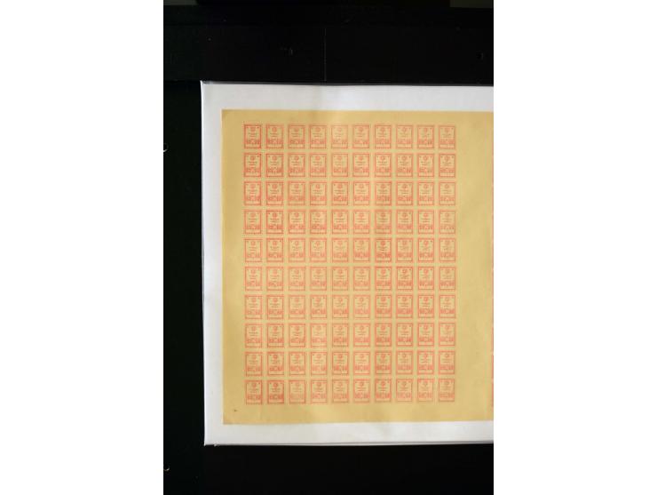 1919, Numerals 5 - 50 k. each as complete sheet of 200 with ten tête-bêche, mint never hinged, fine