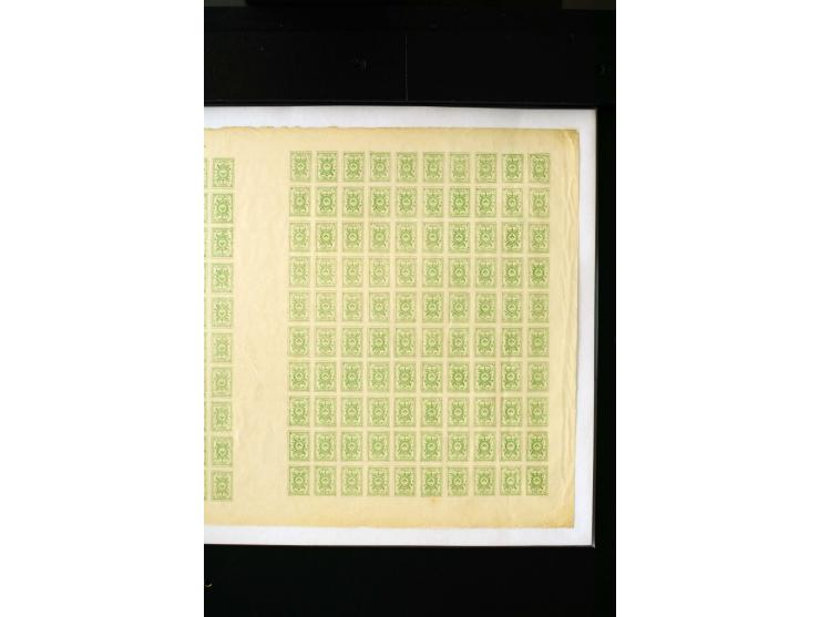 1919, Numerals 5 - 50 k. each as complete sheet of 200 with ten tête-bêche, mint never hinged, fine