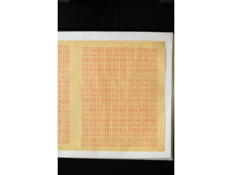 1919, Numerals 5 - 50 k. each as complete sheet of 200 with ten tête-bêche, mint never hinged, fine