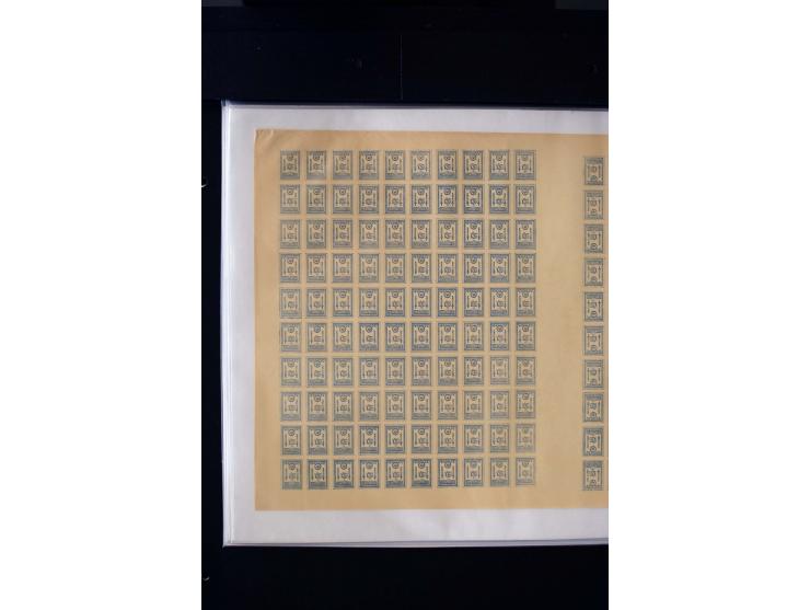 1919, Numerals 5 - 50 k. each as complete sheet of 200 with ten tête-bêche, mint never hinged, fine