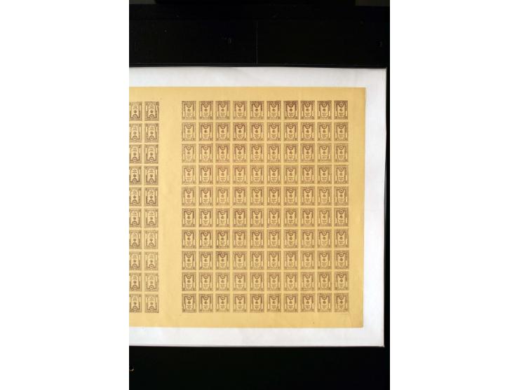 1919, Numerals 5 - 50 k. each as complete sheet of 200 with ten tête-bêche, mint never hinged, fine