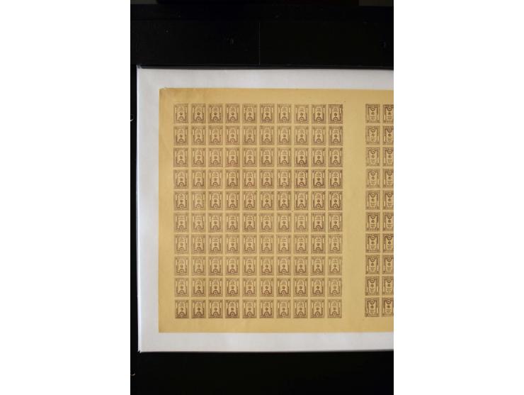 1919, Numerals 5 - 50 k. each as complete sheet of 200 with ten tête-bêche, mint never hinged, fine