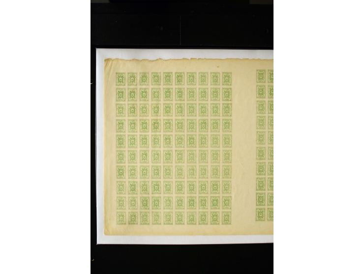 1919, Numerals 5 - 50 k. each as complete sheet of 200 with ten tête-bêche, mint never hinged, fine