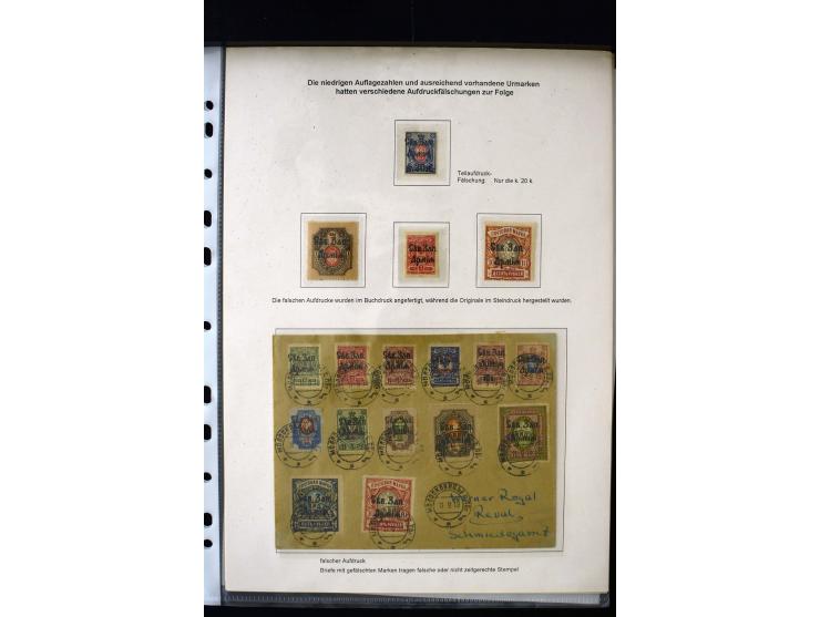 1919, interesting group with mint and used material, including Mi.-No. 8 as gutter pair, 7 k. with proof overprint used, some