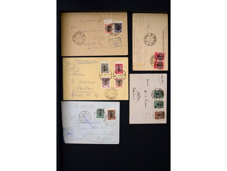 1919, very interesting group of more than 30 cards and covers, including some better stamps like Mi.-No. 14, some signed and 