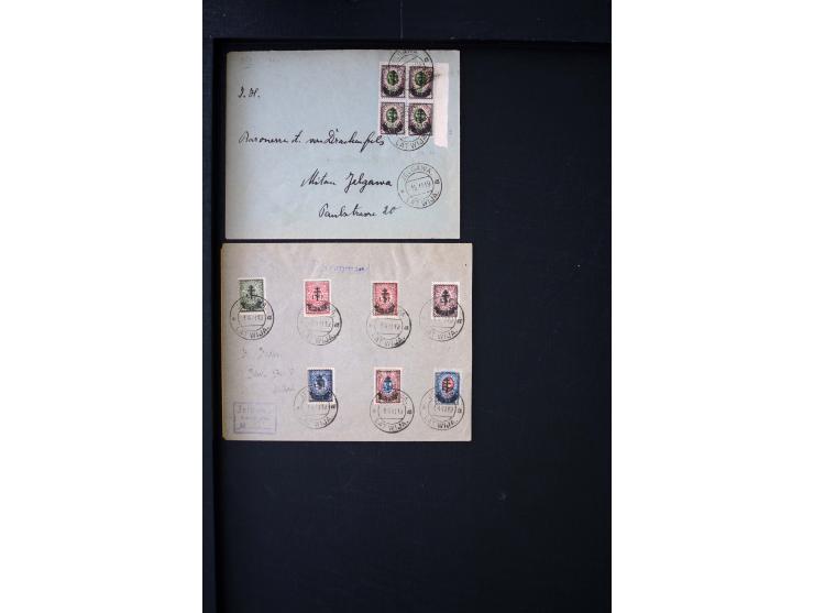 1919, very interesting group of more than 30 cards and covers, including some better stamps like Mi.-No. 14, some signed and 