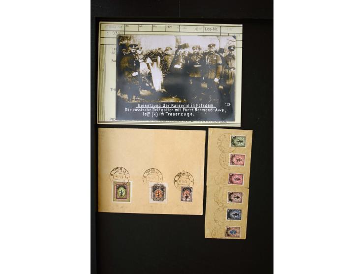 1919, very interesting group of more than 30 cards and covers, including some better stamps like Mi.-No. 14, some signed and 
