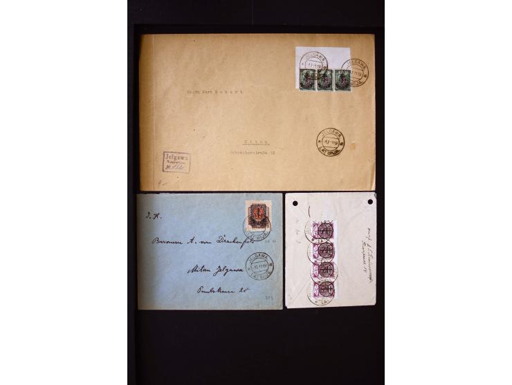 1919, very interesting group of more than 30 cards and covers, including some better stamps like Mi.-No. 14, some signed and 