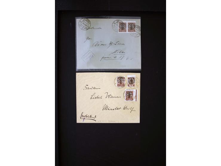 1919, very interesting group of more than 30 cards and covers, including some better stamps like Mi.-No. 14, some signed and 