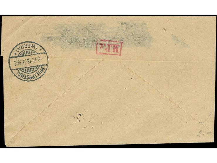 "DAUDSEWAS (KURLAND)" strike on 25 pfg. on registered cover, with handwritten "r-label", to Philippsthal with arrival mark, f