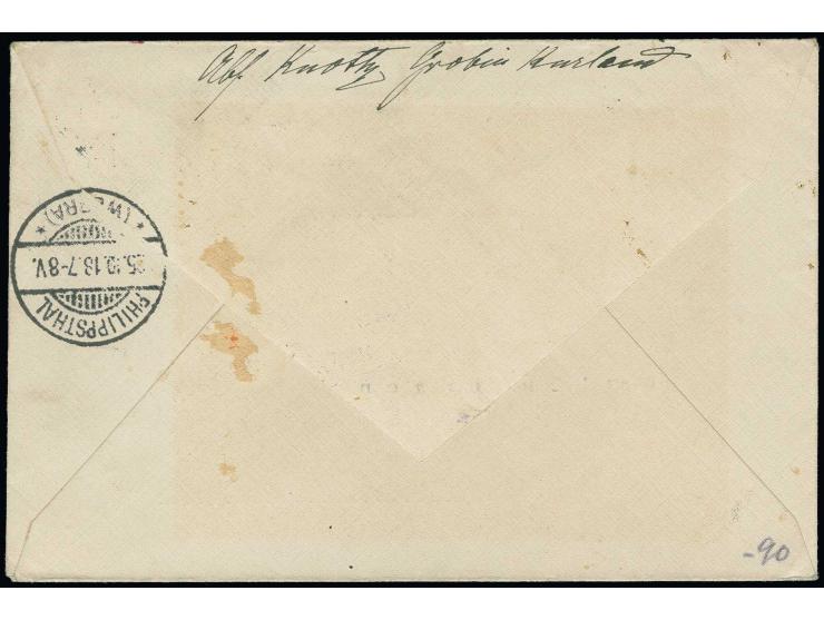 "GROBIN (KURLAND) 21.10.18" on 50 pfg. on registered Dahmann-cover to Philippsthal with arrival mark, fine