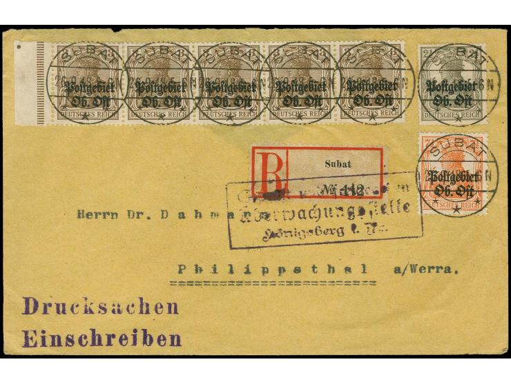 "SUBAT * * * 26.8.18" several clear strikes on franked, registered printed matter to Philippsthal with arrival mark, backflap