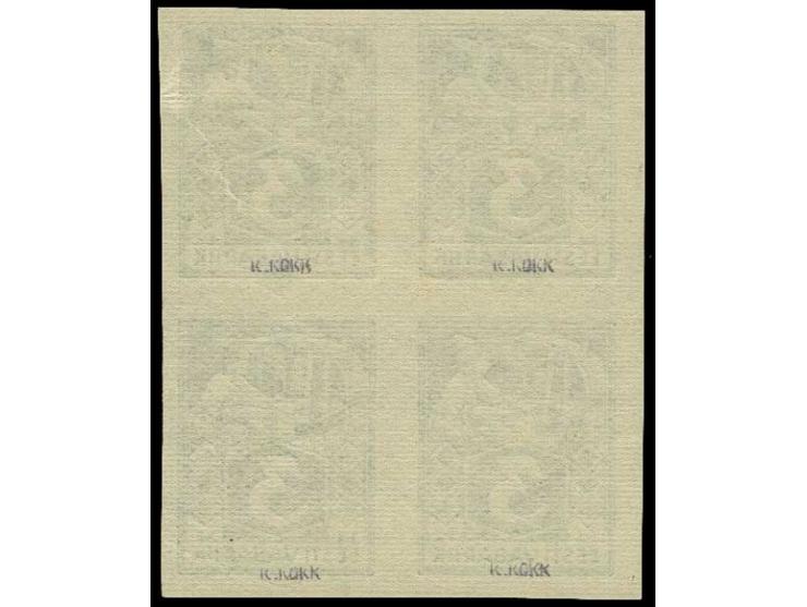 1922, Craftsmen 3m. as imperforated block of four, mint never hinged, right upper stamp small crease othewis fine, signed Kok