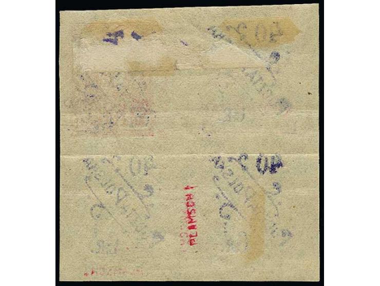 40 gr. on 3 k. from the lower left sheet corner, the left with Polish and German overprint, at bottom two "stamps" with Polis