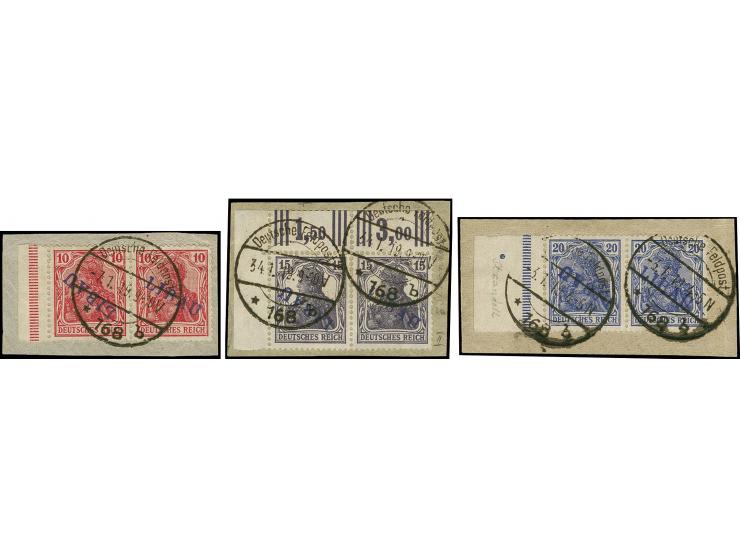 10-20 pfg. each as horizontal pair with left sheet margin (15 pfg. from the upper left sheet corner), the left stamp with inv