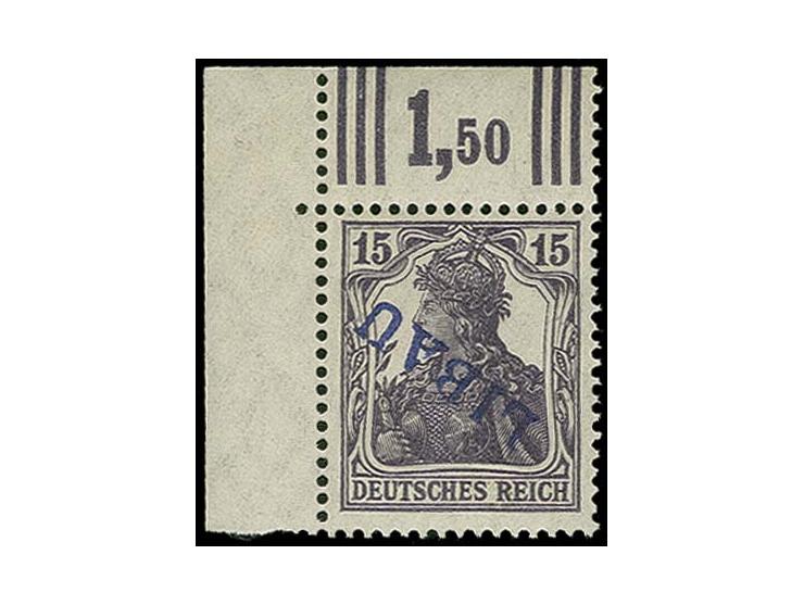 15 pfg. from the upper left sheet corner with inverted overprint, unused, fine, signed Kosack