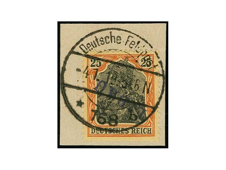 25 pfg. with inverted overprint, tied by clear cds. to piece, fine, signed Mikulski