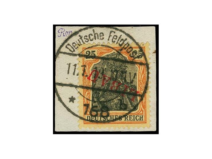 25 pfg. with inverted overprint, tied by clear cds. to piece, fine, signed Schlegel BPP