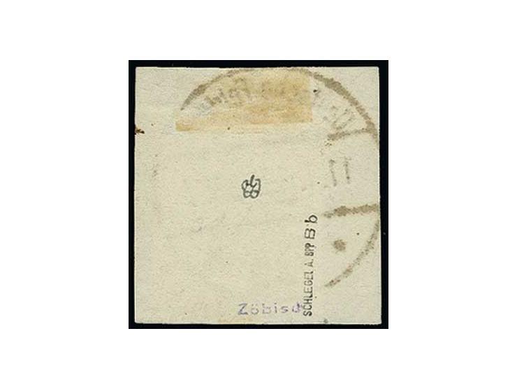 25 pfg. with inverted overprint, tied by clear cds. to piece, fine, signed Schlegel BPP