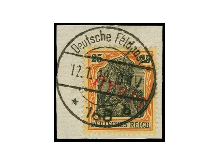 25 pfg. with inverted overprint, tied by clear cds. to piece, fine, signed Schlegel BPP