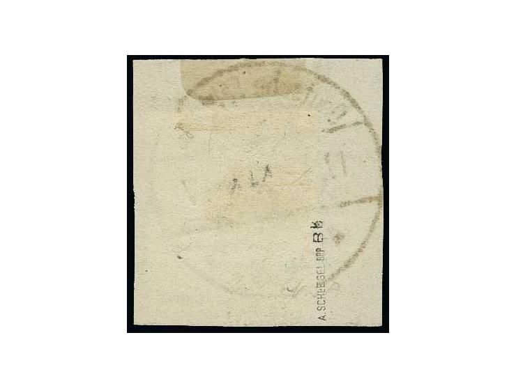 25 pfg. with inverted overprint, tied by clear cds. to piece, fine, signed Schlegel BPP