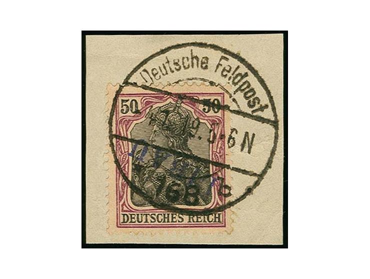 50 pfg. with inverted overprint, tied by clear cds. to piece, fine, signed Schlegel BPP