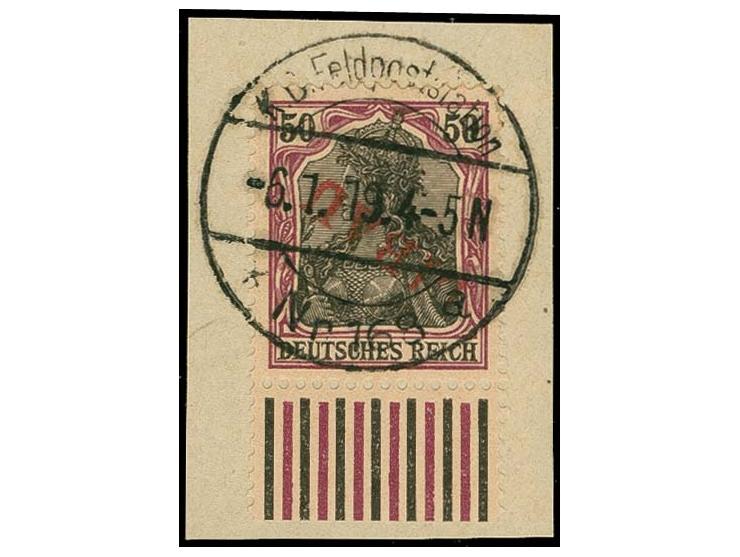 50 pfg. with lower sheet margin and inverted overprint, tied by clear cds. to piece, fine, signed Mikulski