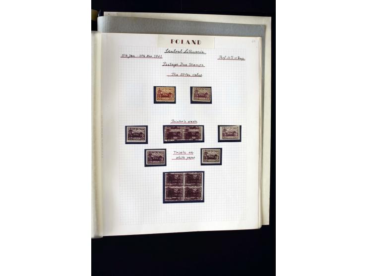 CENTRAL LITHUANIA: 1920/22, unused collection with a wide array of proofs, overprint varieties, printers waste etc., all desc