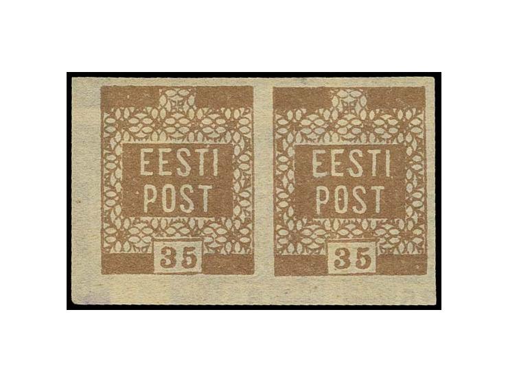 1919, Flower Design 35 k. as horizontal pair, printed on both sides, mint never hinged, fine, certificate Löbbering BPP