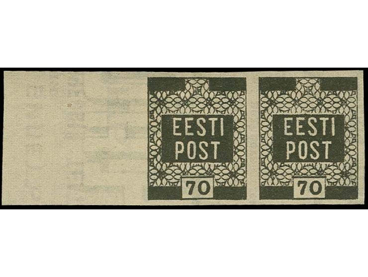 70 k. black printed on reverse of greenish blue cinema tickets, horizontal pair with left sheet margin, without gum, fine (Hu