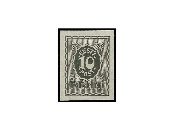 1919, Numeral Design 10 p. black, smaller design, on thin paper, unused without gum, scarce, pencil mark on reverse, fine, ce