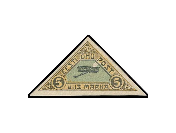 1920, Airmail 5 m. with plate flaw "missing green colour below Post" (Hurt/Ojaste E:5), mint never hinged, fine, scarce, cert