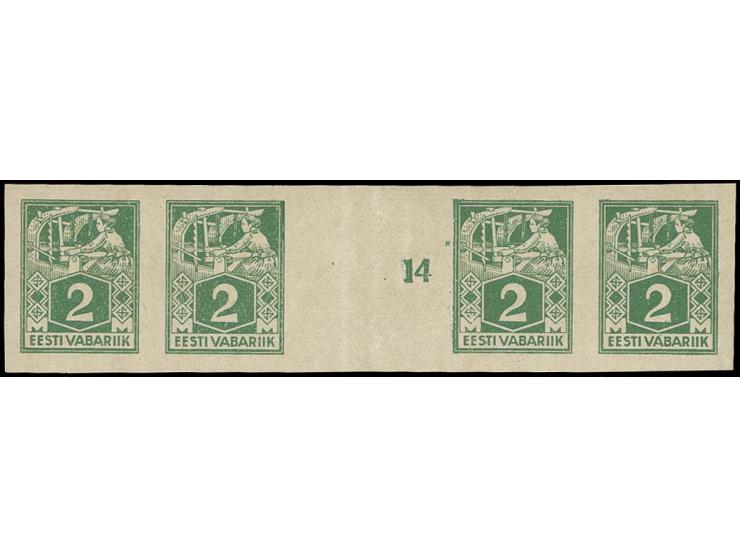 1922, Craftsmen 2 m. as gutter pair with one adjoining stamp on each side, mint never hinged, scarce, certificate Löbbering B
