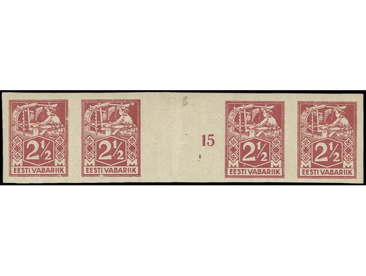 2½ m. as gutter pair with one adjoining stamp on each side, mint never hinged, one stamp unused, scarce, certificate Löbberin