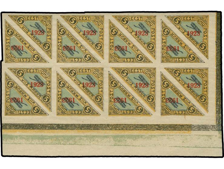 5m. as block of 16 from the lower right sheet corner, mint never hinged, fine, signed Mikulski with certificate