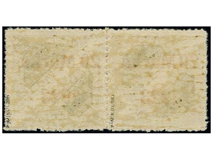 1923, Airmail 20 m. horizontal pair with Päevaleht perforation, unused, very fine, multiples are very rare, signed Mikulski a