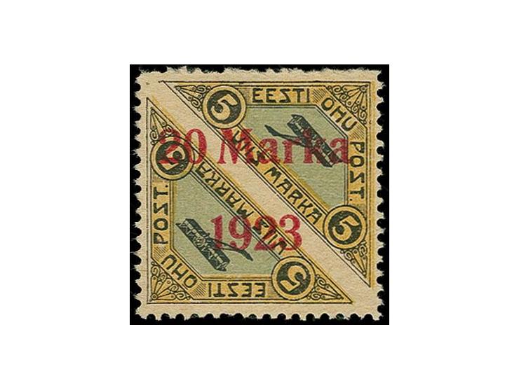 20 m. with Päevaleht perforation at top and Teetsov perforation on the other sides, unused, fine, scarce, signed Teetsov and 